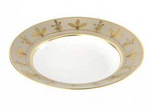 Ginori Voliere Tortora / Taupe Rim Soup Plate - 9.5"